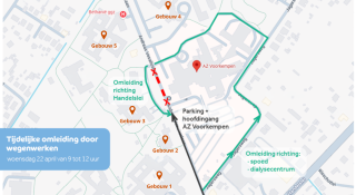 Kaart met omleidingsroute